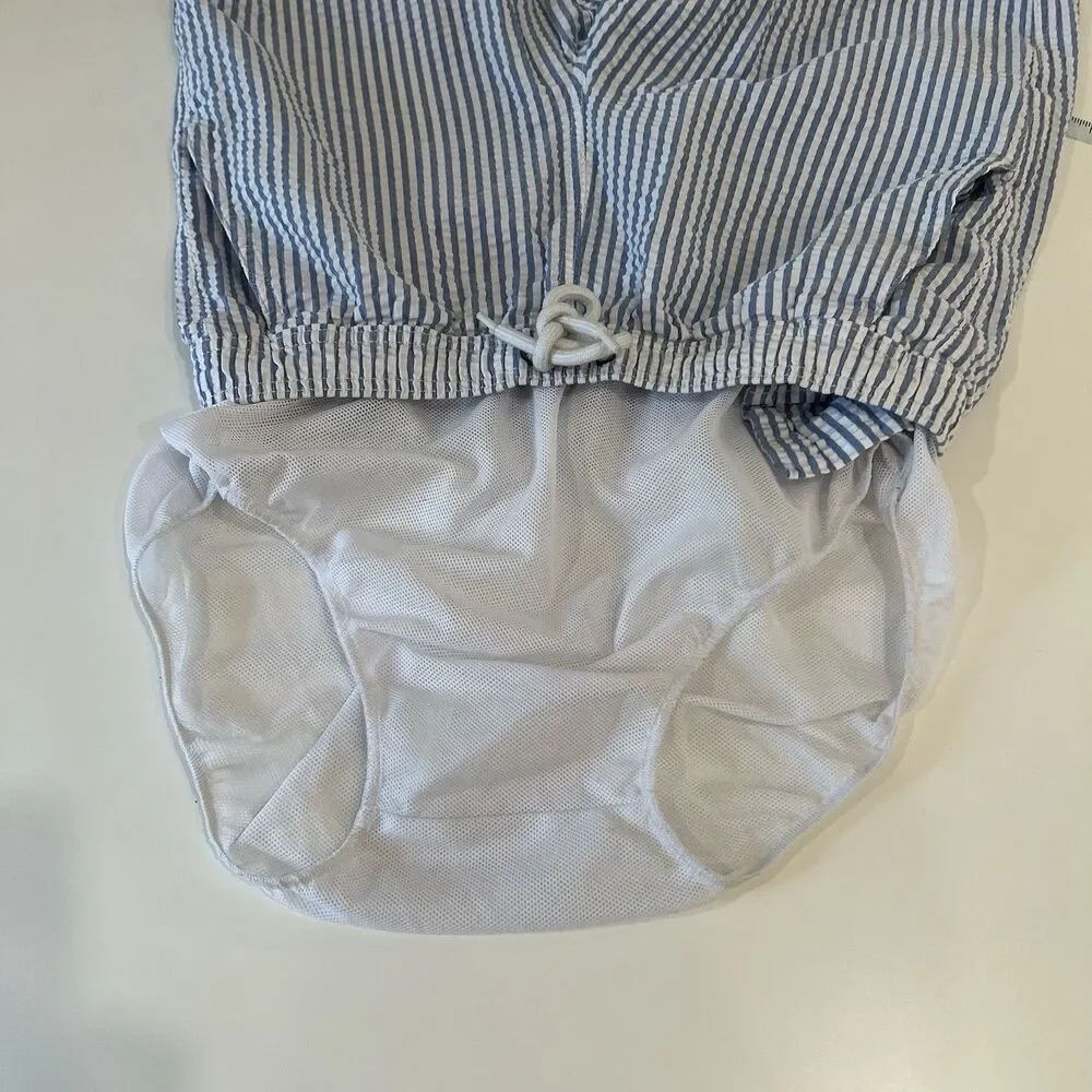 J.Crew Flex Swim Trunks Seersucker Striped Board Shorts Blue Small Mens AK875